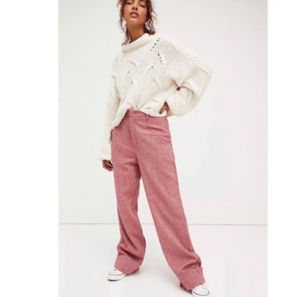 Free People Selina Tweed Trouser Wide Leg Pants Size 4